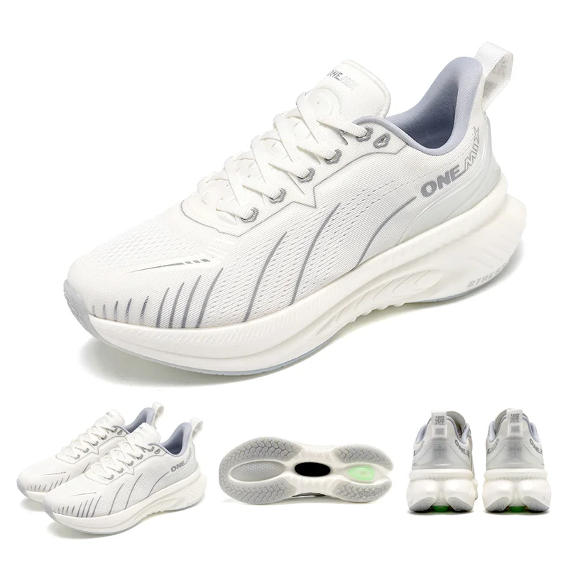 ONEMIX White Road Running Shoes for Men Air Cushion Outdoor Sport Shoes Male Trainers Summer Jogging Shoes Women Footwear