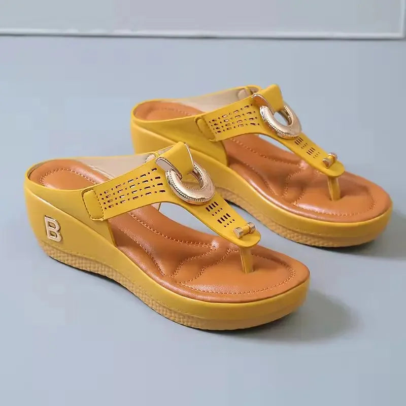 Women New Summer Sandals Open Toe Beach Shoes Flip Flops Wedges Comfortable Slippers Cute Sandals  Femme Plu Size 35~43