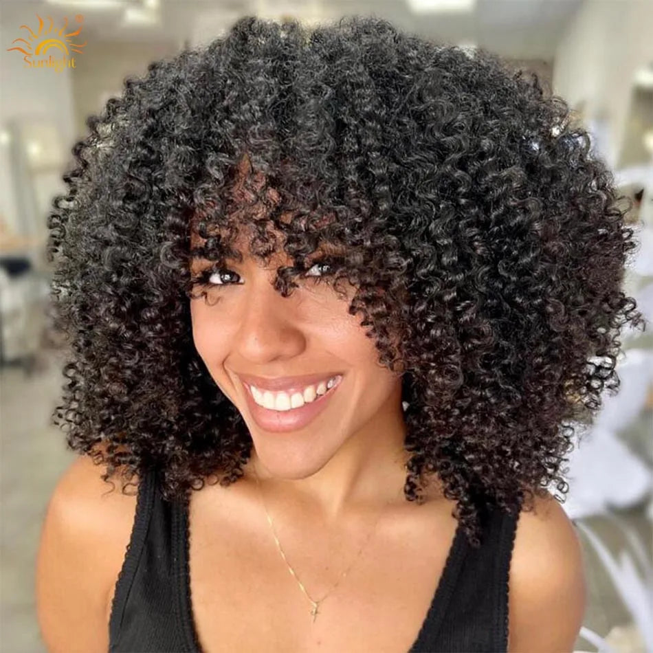 MsSunlight Afro Kinky Curly Wig Human Hair Short Wigs For Women Human Hair 100% Natural 4B 4C Brazilian Hair Wigs Full Machine