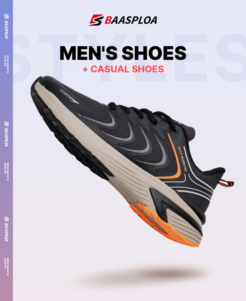 Baasploa New Running Shoes Men Casual Lightweight Mesh Walking Shoes Male Outdoor Breathable Non-Slip Tennis Sports Shoes