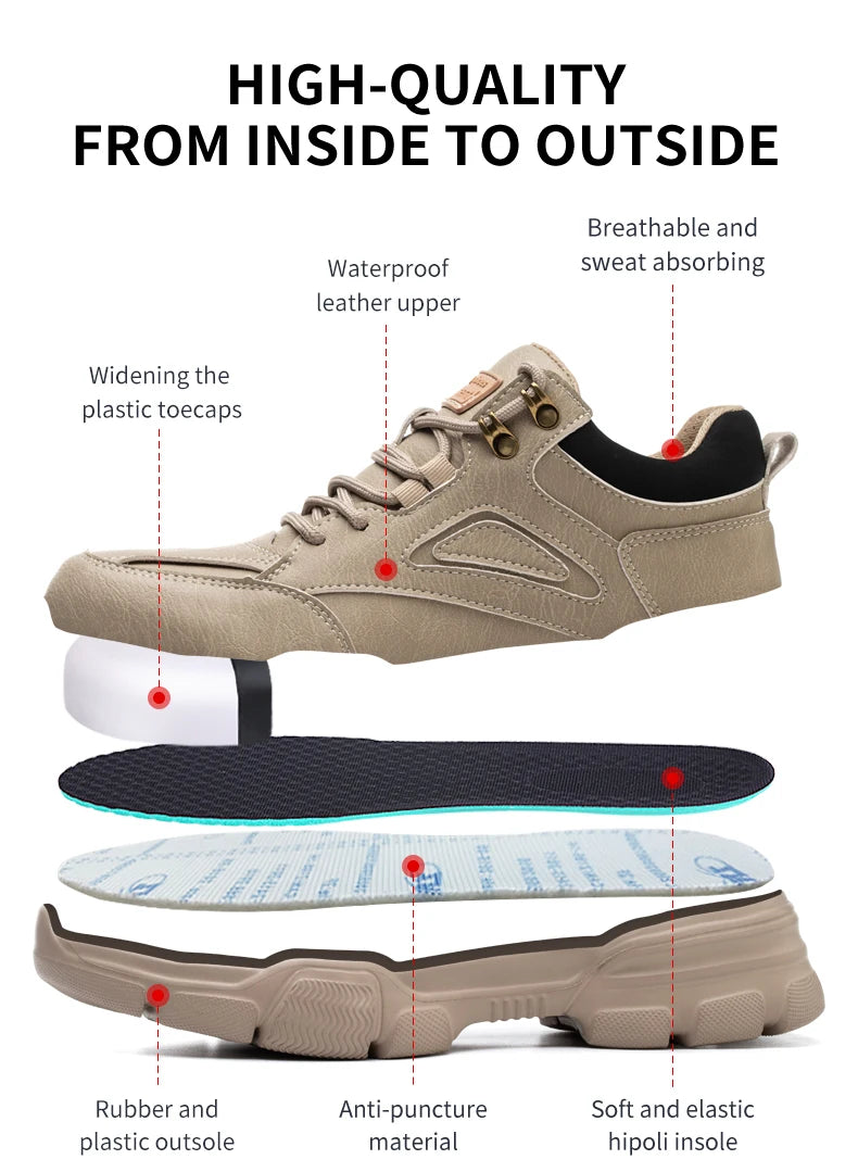 Safety Shoes Men Steel Toe Work Shoes Anti-smash Anti-puncture Indestructible Shoes Protective Boots Tactical Boots