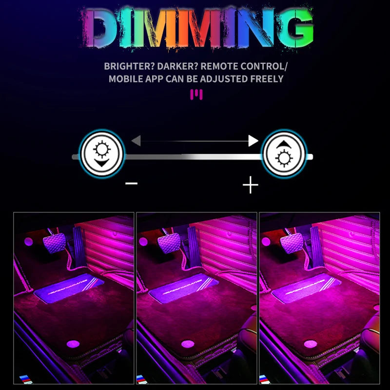 72/48/36 LED RGB Car Foot Ambient Light with USB Cigarette Automotive Interior Lights Strip Decoration Bar Remote/Voice Control