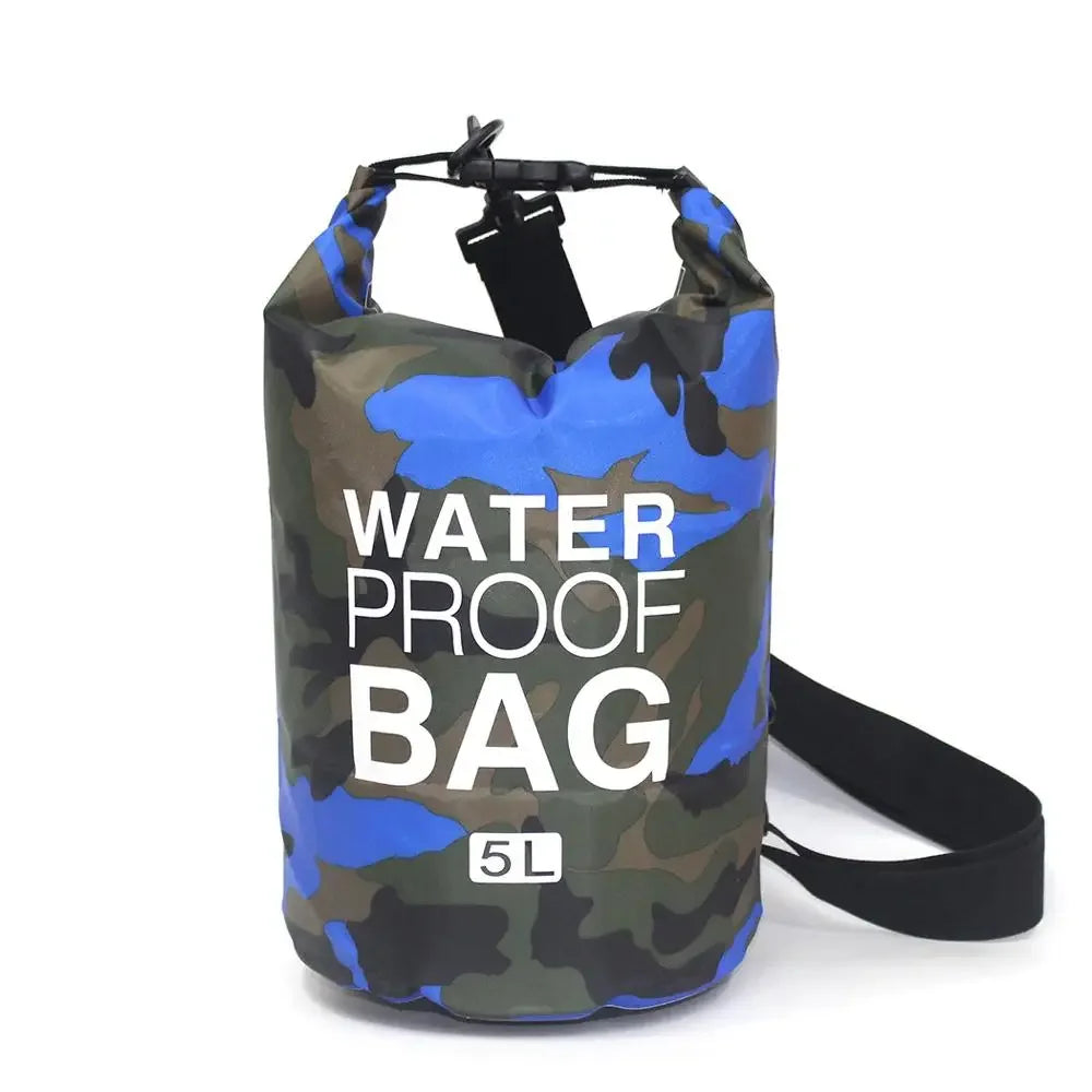 Bolsa impermeable portátil de camuflaje para exteriores, 2/5/10/15/20/30 l, para rafting, buceo, recubierta de PVC, para natación y trekking fluvial.