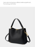 100% Genuine Leather Women's Bucket Bag Luxury Designer Versatile Shoulder Bag Women Commuter Crossbody Bags Female Handbag