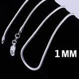 Colar de Corrente Cobra para Homens e Mulheres, prata esterlina 925, moda tira, alta qualidade, 1mm