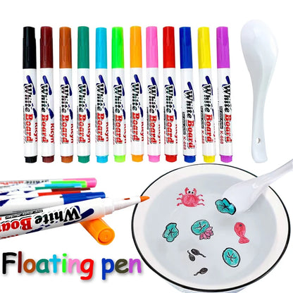 Magical Water Painting Pen Colorful Mark Pen Markers Floating Ink Pen Doodle Water Pens Children Montessori Early Education Toys