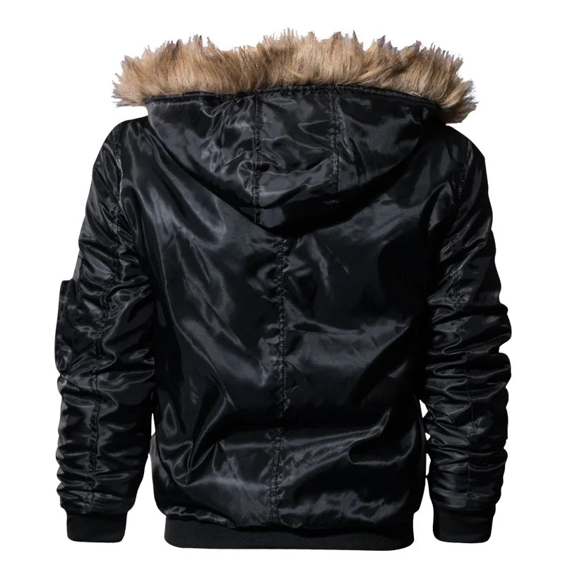 Brand Men's Winter Jacket Coat Male Parkas Military Fur Collar Hooded Fleece Thicken Quilted Bomber Jackets Men Clothing A2F827