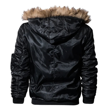 Brand Men's Winter Jacket Coat Male Parkas Military Fur Collar Hooded Fleece Thicken Quilted Bomber Jackets Men Clothing A2F827