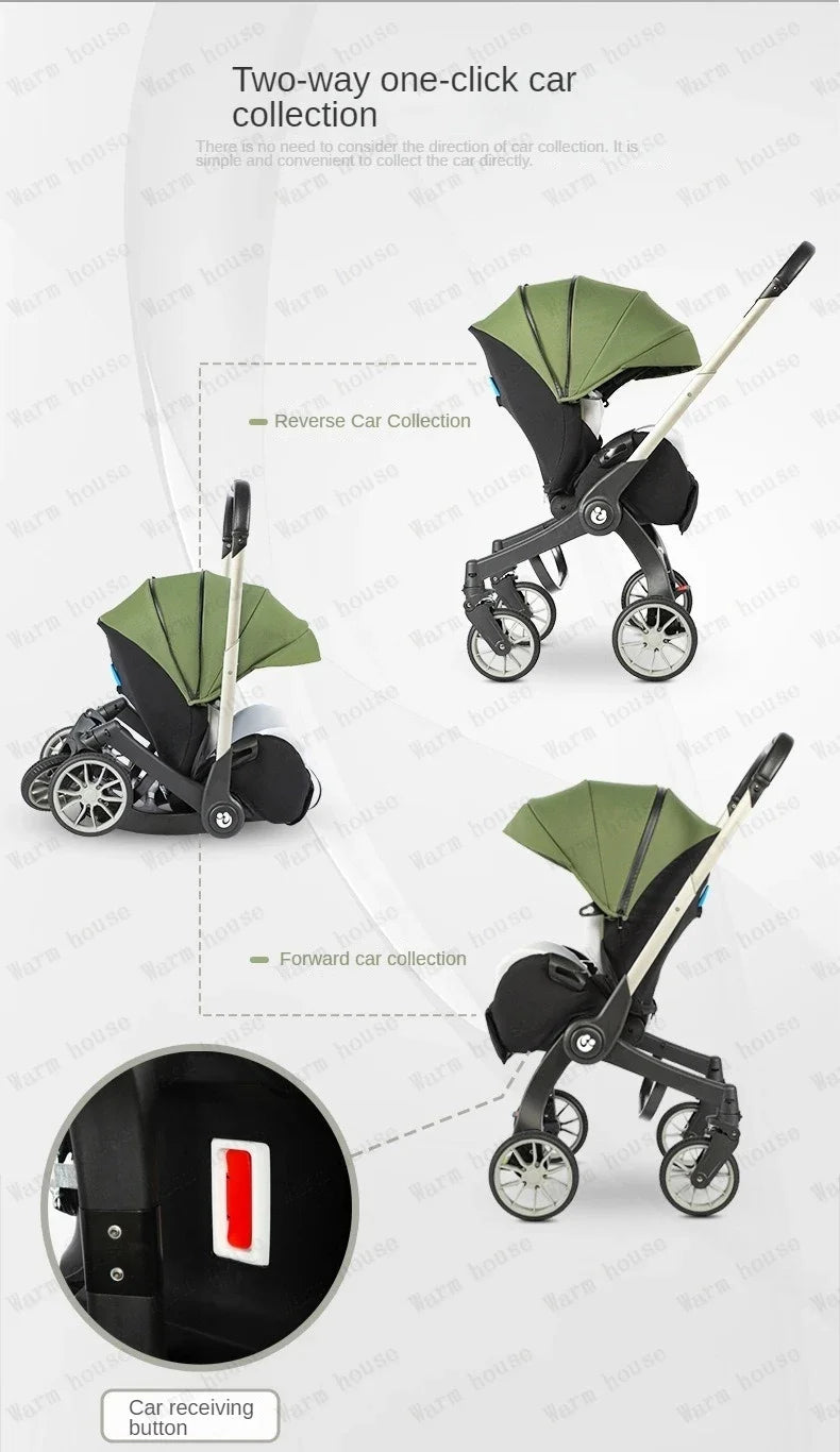 EU STOCK 4in1 baby stroller two-way Multifunctional newborn baby stroller 3in1 Foldable Basket type seat Lightweight Travel Pram