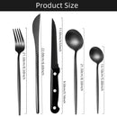 30pcs Black Dinnerware Set Stainless Steel Steak Knife Fork Coffee Spoon Teaspoon Flatware Dishwasher Safe Kitchen Tableware Set