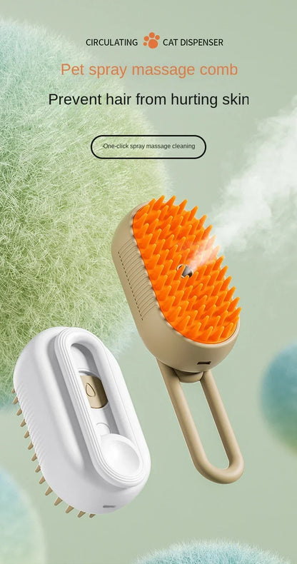 3-in-1 Dog and Cat Electric Brush Cleaning Steam Brush Spray Massage Comb Retractable Handle Pet Grooming Hair Removal Brush