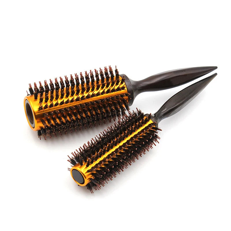 Golden Cylinder Curly Hair Rolling Comb Professional Styling Mane Comb Heat Conduction Air Aluminum Tube Comb Special Comb