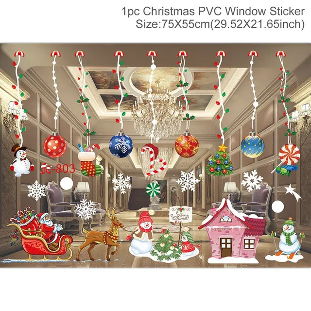 Christmas Window Stickers for Kids Room, Wall Decals, Merry Christmas Decorations for Home, New Year 