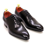 Men's Oxford Genuine Leather Wholecut Fashion Pointed Toe Lace-up Formal Business Wedding Dress Shoes