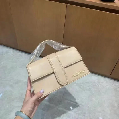 Jacquemus Luxury Yellow Women Top Handle Purse Half Round Design Brand Leather Underarm Flap Shoulder Bag Fashion