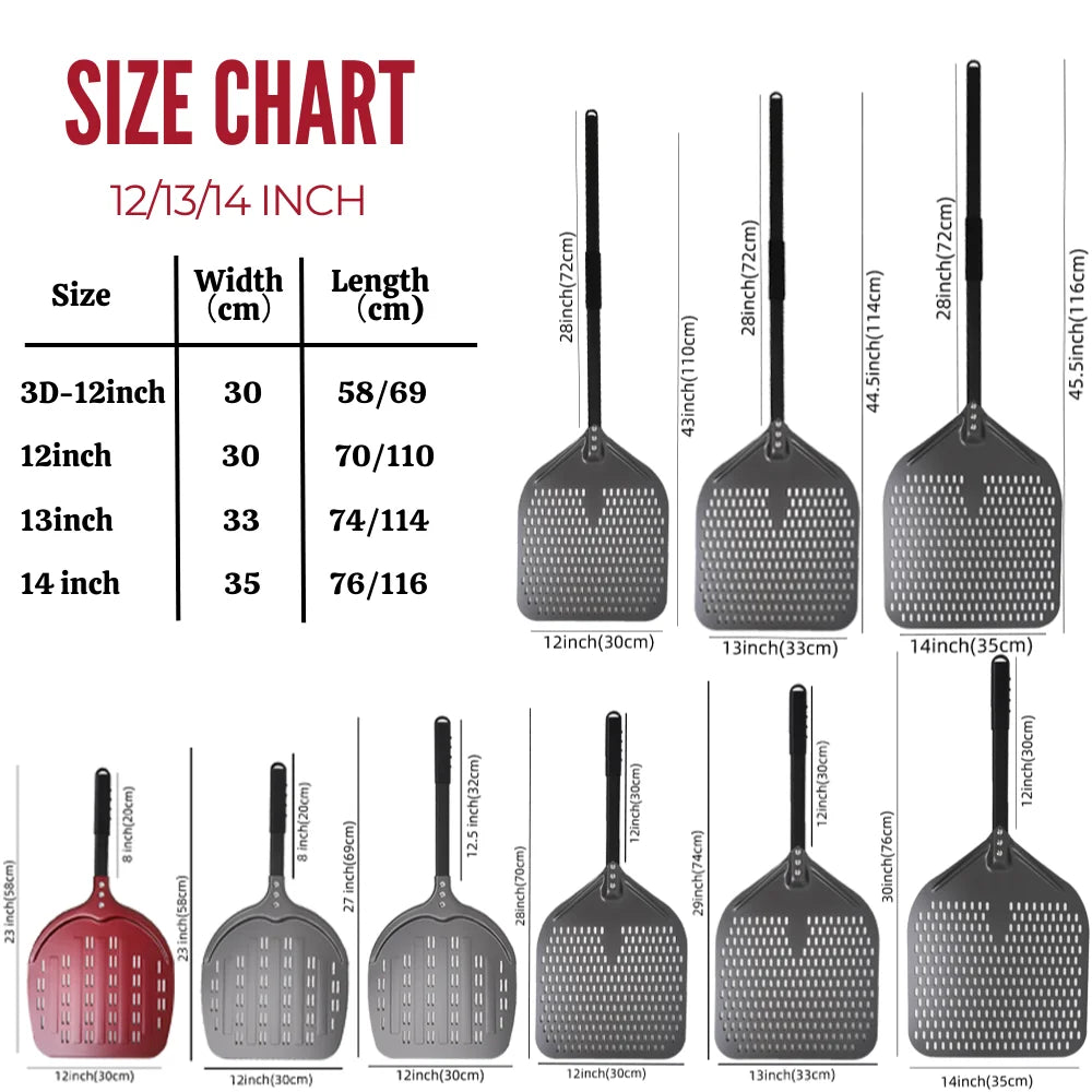 6&12 13 14  Inch Pizza Perforated Shovel Paddle Pizza Oven Turning Peel Hard  Anodized Pizza  Baking Kitchen Tool Spatula