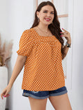 Fairyshely 2025 Summer Casual Print Plus Size Top Women Square Collar Loose Large T-shirt Lady Short Sleeve Elegant Curvy Tops