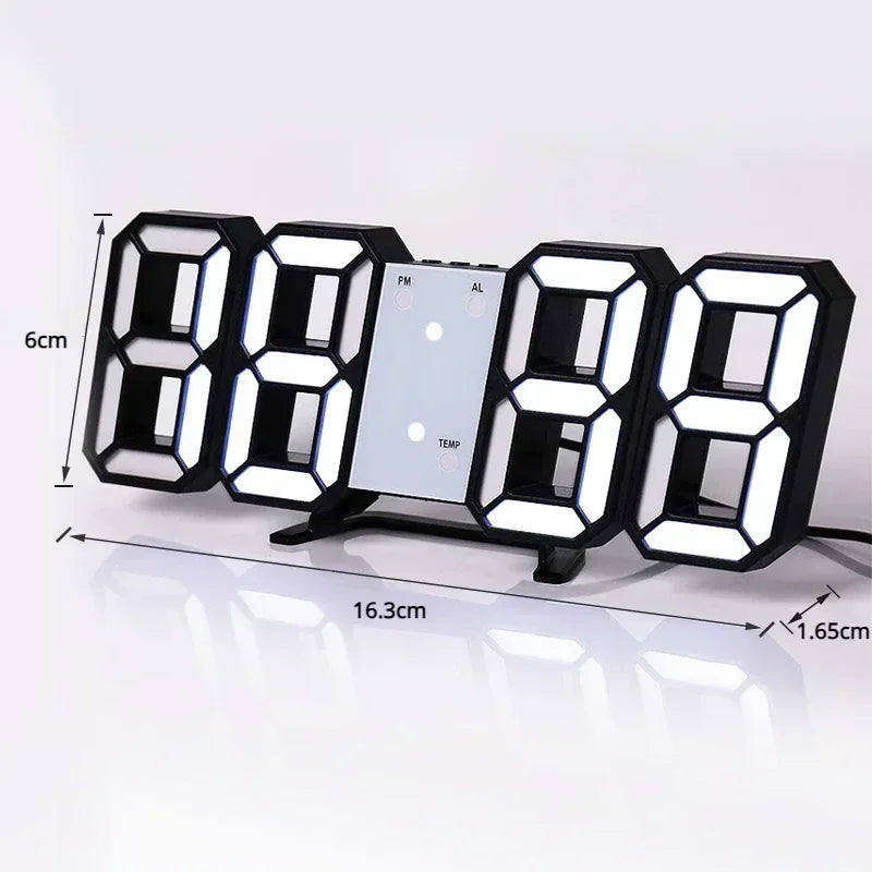 3D LED Digital Clock Decor Wall Decoration Glow Night Mode Decoration for Bedroom Adjustable Electronic Watch Clocks Watches