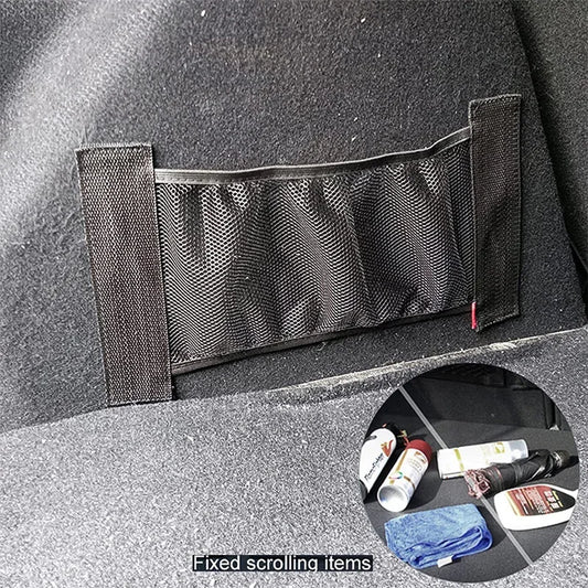 Car Back Rear Trunk Storage Mesh Fixed Straps Car Interior Organizer Extinguisher Storage Net Seat Back Fixing Bag