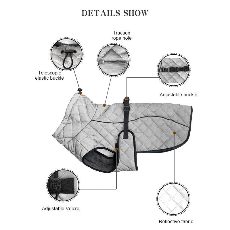 Reflective Pet Dog Outdoor Jacket Pet Coat Vest Winter Warm Reflective Cotton Dogs Clothing for Large Middle Dogs  Labrador