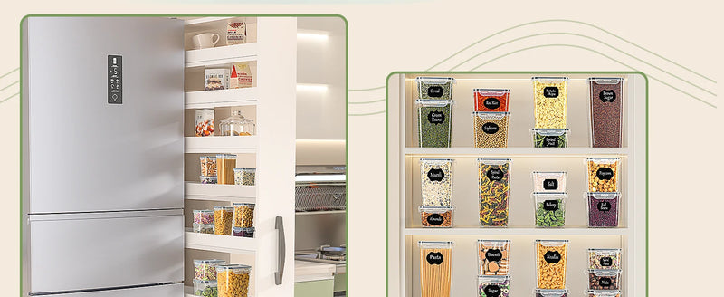 Kitchen food Storage Container with Lid Airtight Set of 24 Set 48 Pcs (24 Containers, 24 Lids), 0.8 L/0.32L/0.24L  BPA Free