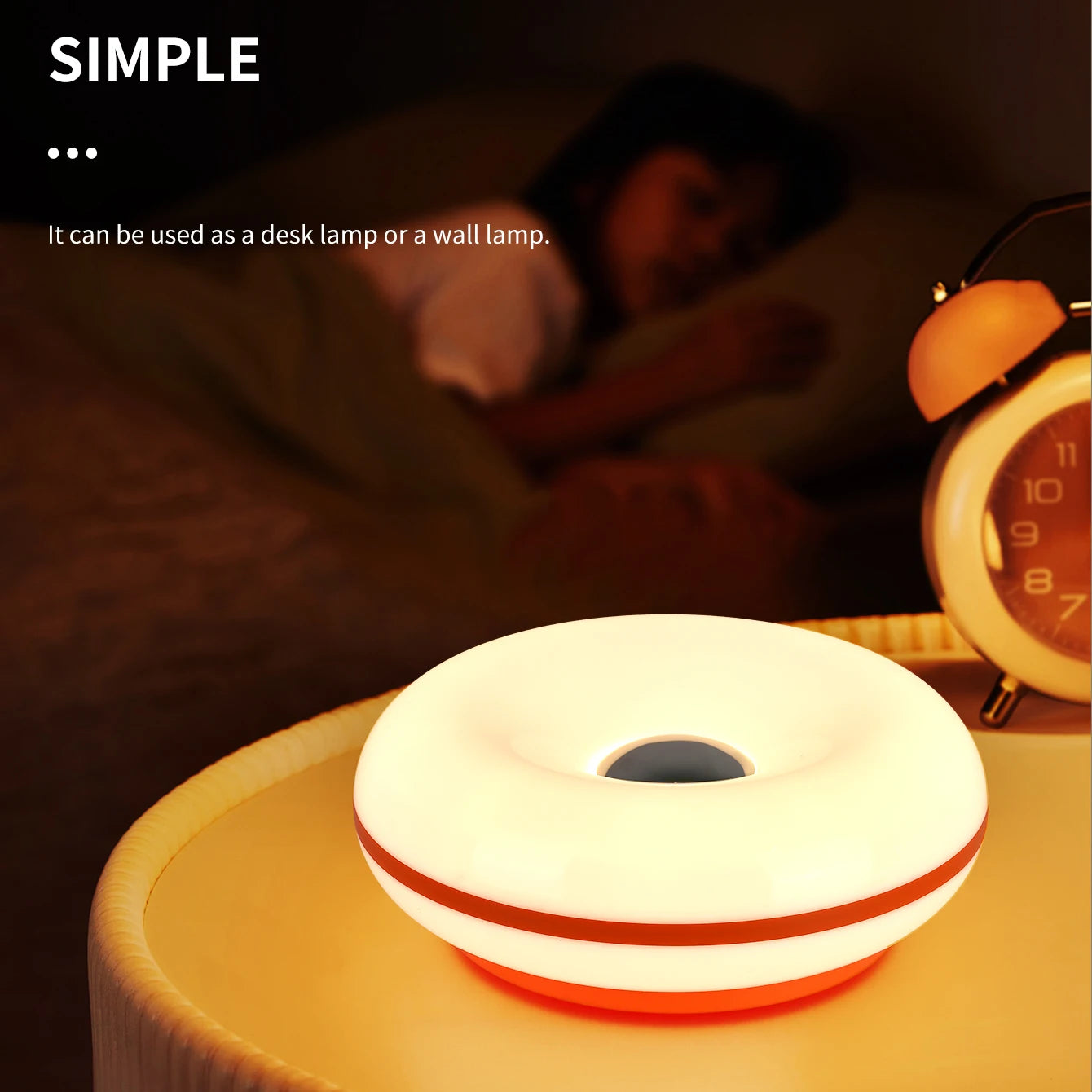 Bauhaus table lamp USB plug bedroom bedside lamp living room dining room decoration donut ambient light (Not glass)