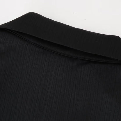 Conjunto de chaqueta y pantalón de traje cruzado con efecto arrugado para mujer, primavera y verano 2024, estilo europeo y americano