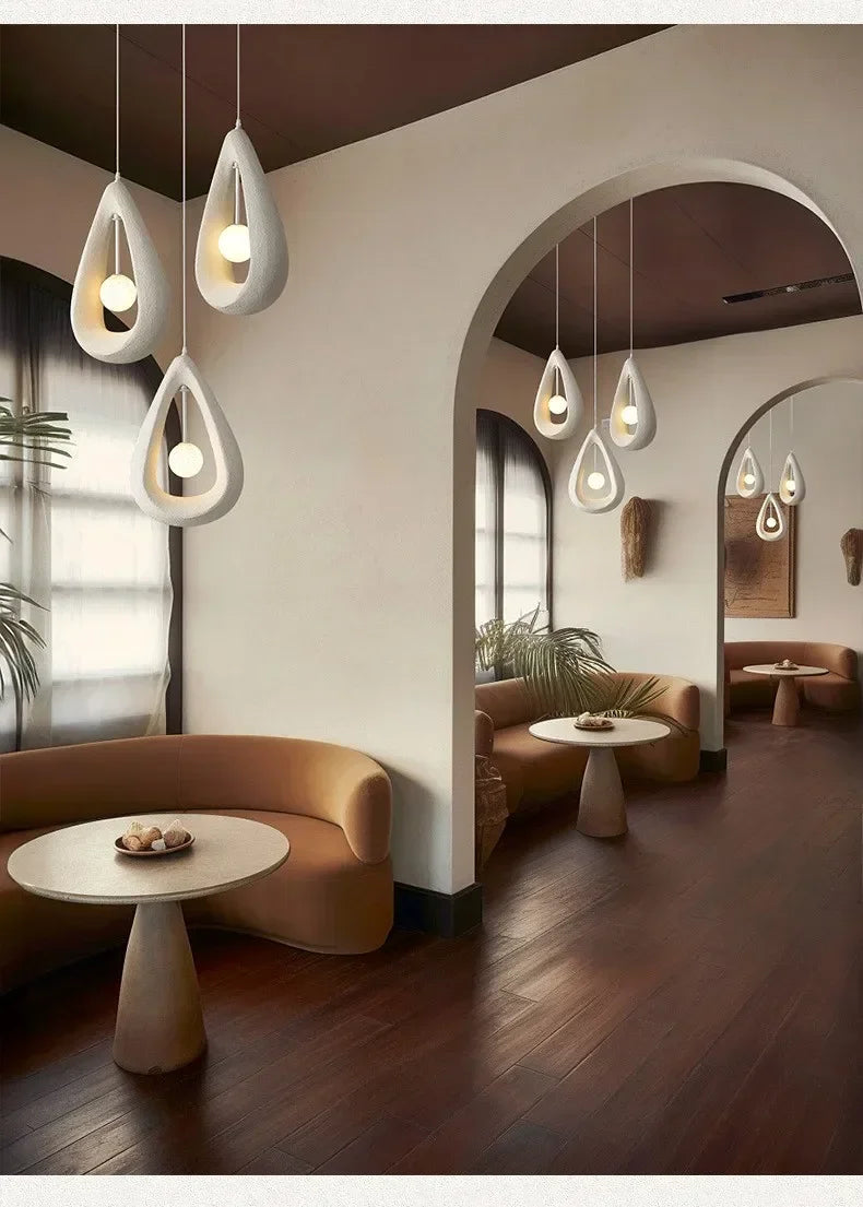 Lámpara colgante japonesa Wabi Sabi, lámpara de techo nórdica para comedor, decoración del hogar, mesa de bar, isla de cocina, lámpara colgante creativa