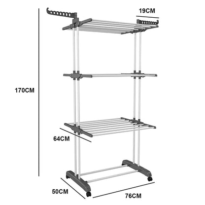 [EU Stock] Drying Rack Clothes Rack Clothes Storage Shelf Folding Rack Floor-Standing Coat Shelf Bedroom Hanging Rack
