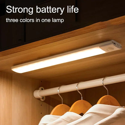 10-60cm led sob luzes do armário sensor de movimento luz noturna lâmpada sem fio recarregável para armário de cozinha quarto guarda-roupa luz