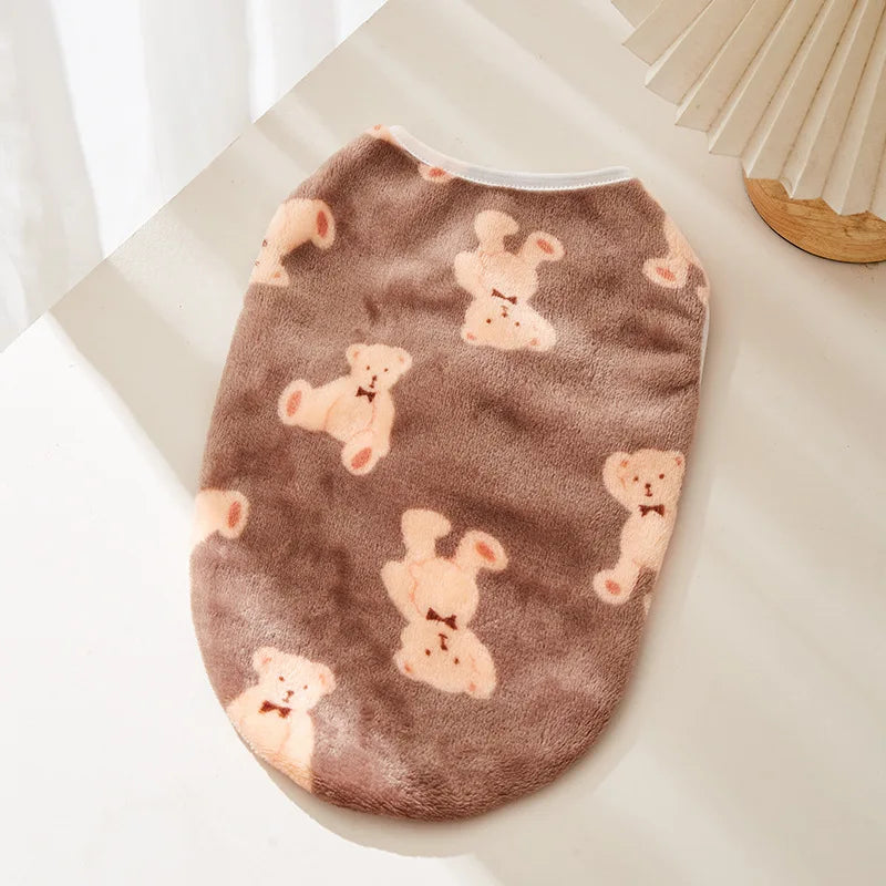 Flannel Dog Clothes Pet Clothes for Small Medium Dogs Soft Puppy Vest Cute Paw Print Chihuahua Coat Yorkshire Vest Pet Costume