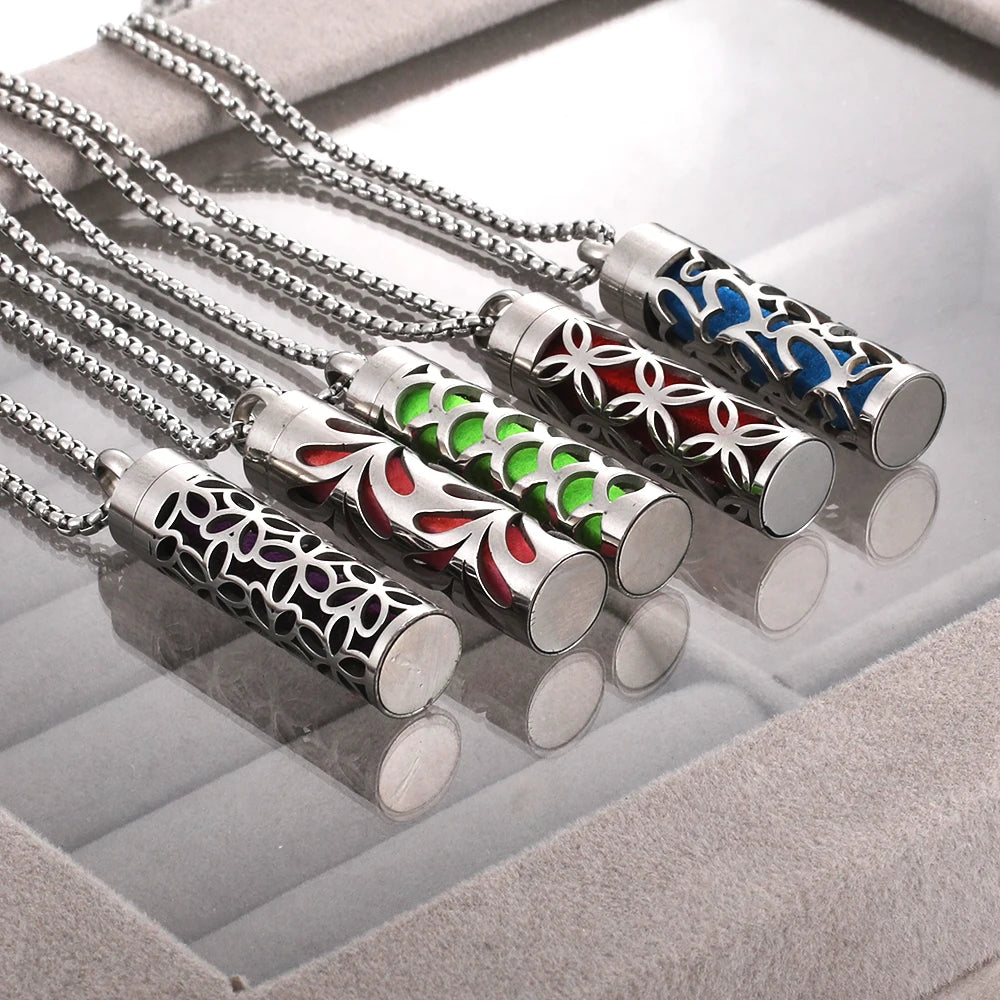 2023 New Aromatherapy Jewelry Necklaces Essential Oil Diffuser Necklace Stainless Steel Open Locket Aroma Scent Perfume Necklace