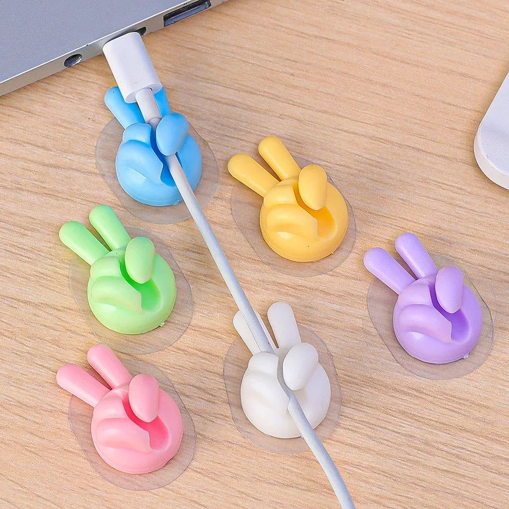 Finger Shape Cable Clips Holder Cute Charging Cord Management Home Office Car Desk Tidy Self-Adhesive Cable Winder Organizer