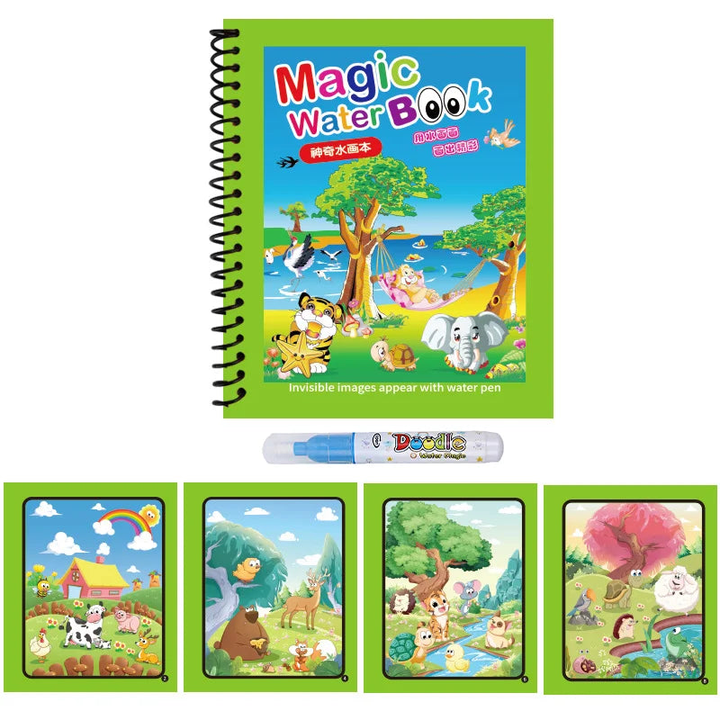 1 Livro de Colorir Infantil com Caneta de Água Recarregável (Livro Mágico de Desenho com Água) – Brinquedo Educativo de Desenho e Aprendizado