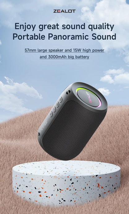 Potente altavoz Bluetooth Zealot-S32PRO, inalámbrico con graves, luz LED, para exteriores, subwoofer, resistente al agua.