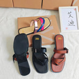 Women's Flat Sandals Crossbody Slip-On Casual Shoes Synthetic Leather Upgraded TPR Lightweight Wear-Resistant Flats