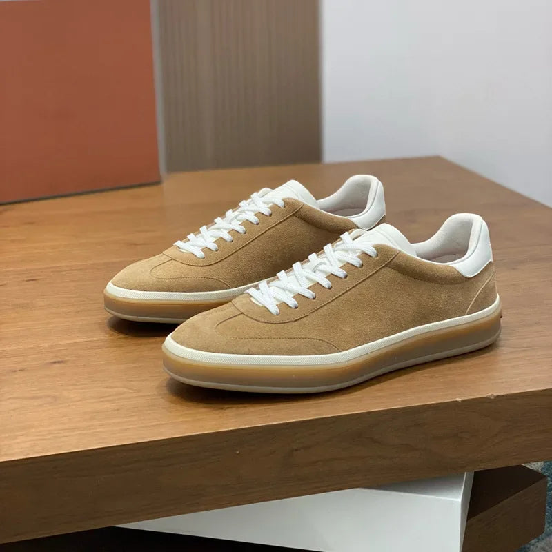 Classic Leisure Sport Board Shoes Men's Couple British Simple Match Dequn White Shoes Flat Heel Breathable Cement Ground