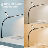 Home Office LED Desk Lamp Double Head Stepless Dimming Eye-Caring Reading Lights 3 Color Mode Flexible Adjustable PC Table Lamps