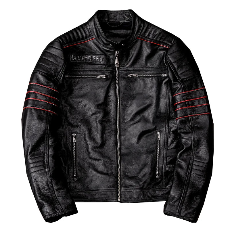 Chaqueta de motociclista nueva para hombre, de piel de vaca, para motocross, de cuero, para invierno, resistente al viento, para carreras, ropa de motociclista resistente al desgaste para Harley.