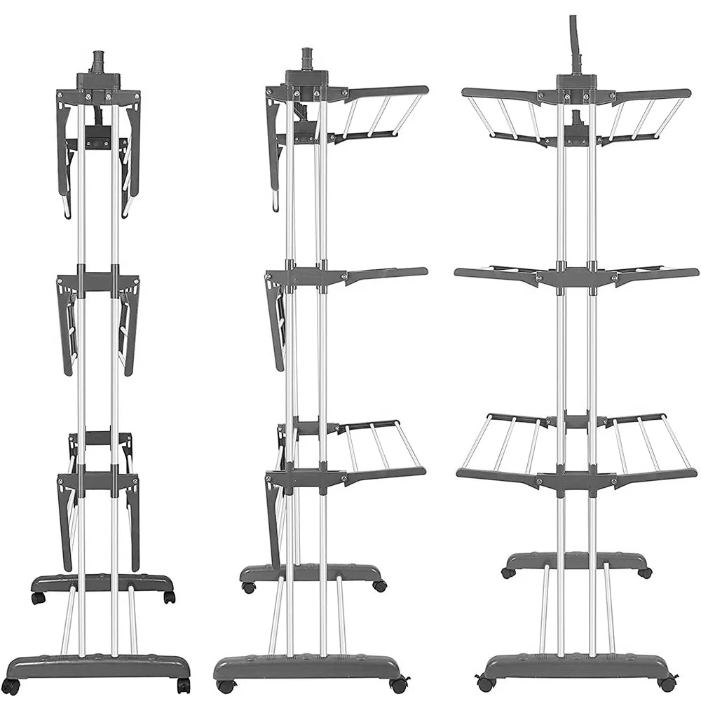 [EU Stock] Drying Rack Clothes Rack Clothes Storage Shelf Folding Rack Floor-Standing Coat Shelf Bedroom Hanging Rack