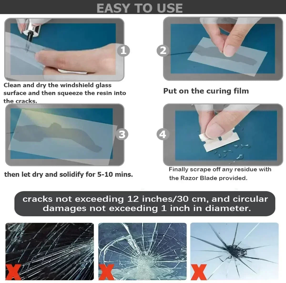 Kit de reparación de parabrisas para vidrio automotriz, herramienta de bricolaje para reparar grietas y desconchones, relleno de nanofluido para grietas en forma de estrella.