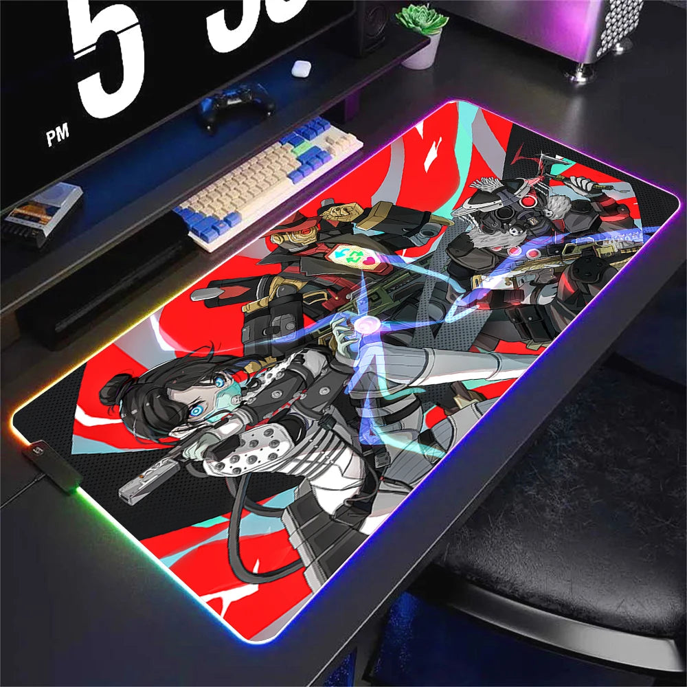 Alfombrilla de ratón luminosa Apex Legend, protector de escritorio, accesorio de anime, alfombrilla de ratón RGB, teclado, ordenador, gamer, mesa, alfombrilla retroiluminada para juegos