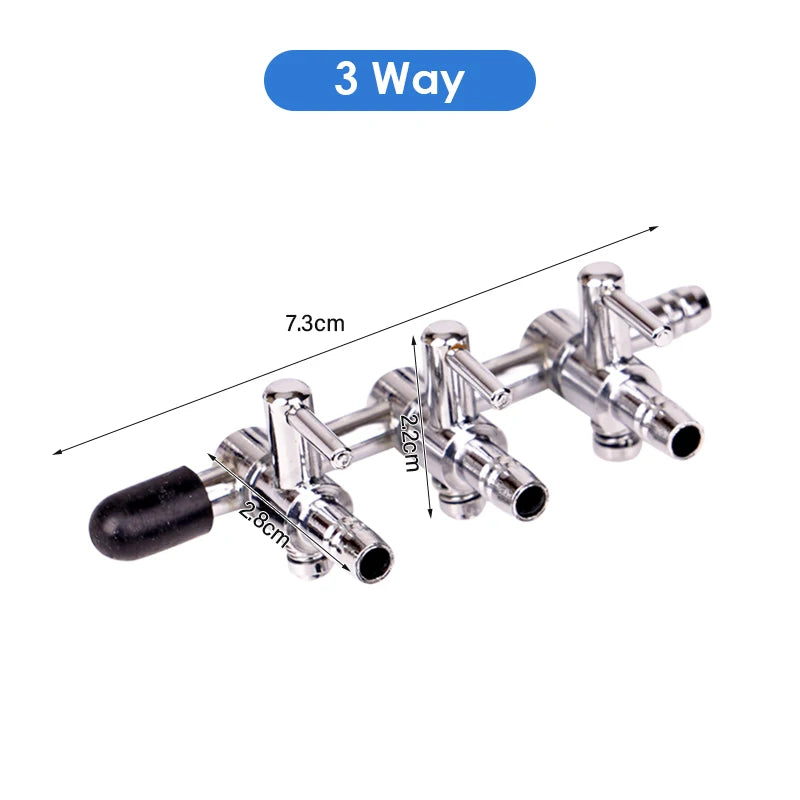 Stainless Steel Aquarium Air Distributor Fish Tank Oxygen Pump Accessories Air Splitter Flow Controller Pump Switch Valve Tap