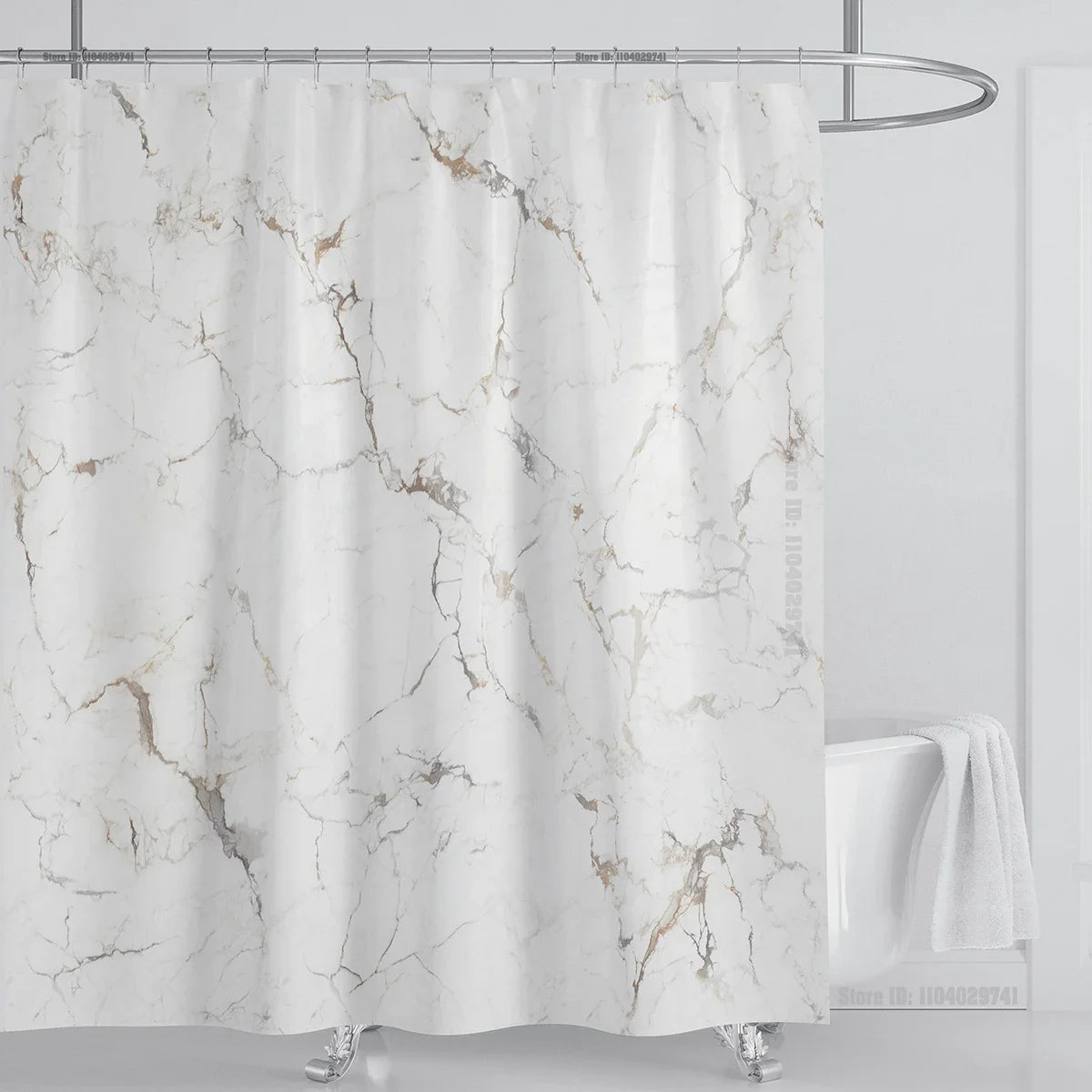 Marble Waterproof Shower Curtain Waterproof Shower Curtain for Bathroom Decor Printed Washable Shower Curtain with Hooks