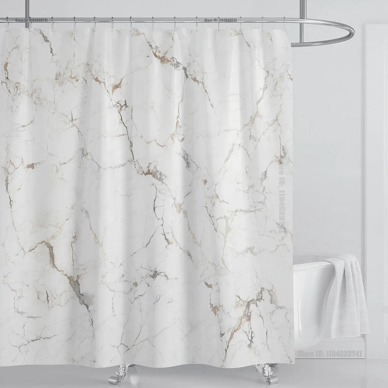Cortina de ducha impermeable de mármol, cortina de ducha impermeable para decoración de baño, cortina de ducha impresa, lavable, con ganchos