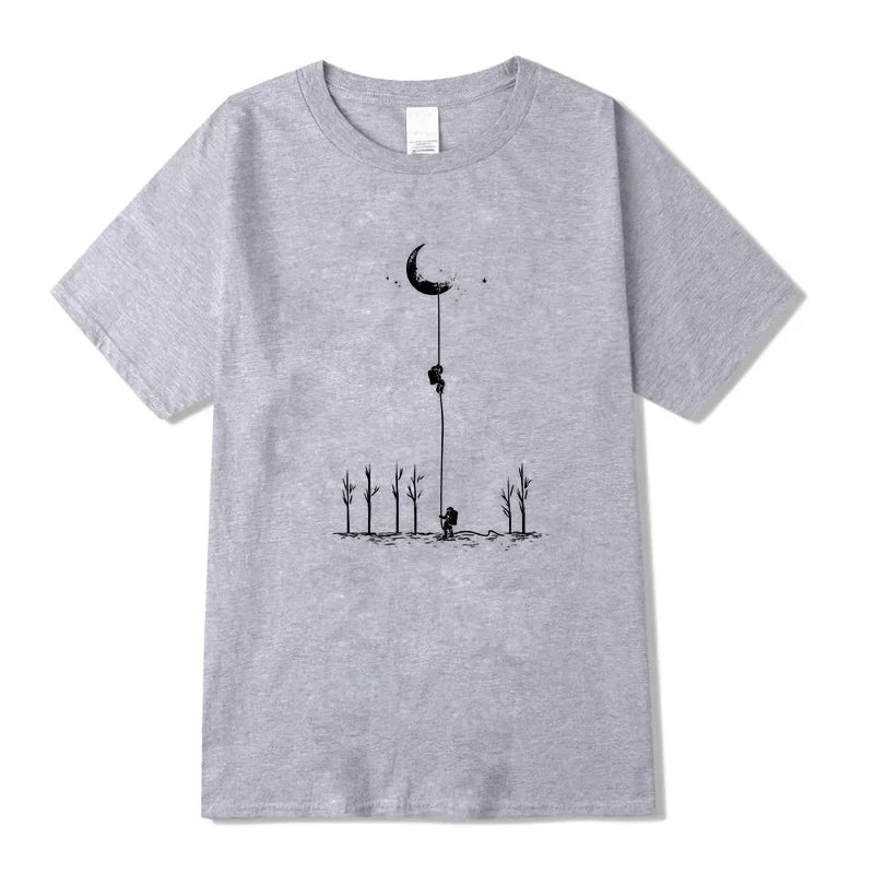 Summer Men's High Quality 100% Cotton Cool Funny Astronaut Print Casual Loose O-neck for Men T-shirt Male T-shirt Hip Hop Tee