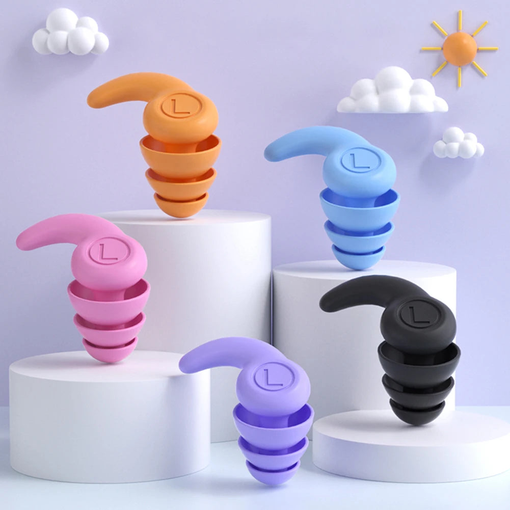Protector auditivo de silicona para niños con cancelación de ruido de 3 capas, tapones para los oídos para natación, protectores auditivos, tapones antirruido, reducción de ruido