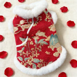 New Year Autumn Winter Double Layer Fleece Pet Clothes Chinese Style Jade Rabbit Design Warm Coat for Dogs Cats Festive Holiday