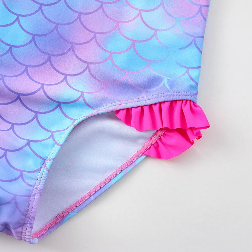 Traje de baño de una pieza con estampado de escamas de sirena para niña pequeña de Lilo Stitch, traje de baño para playa