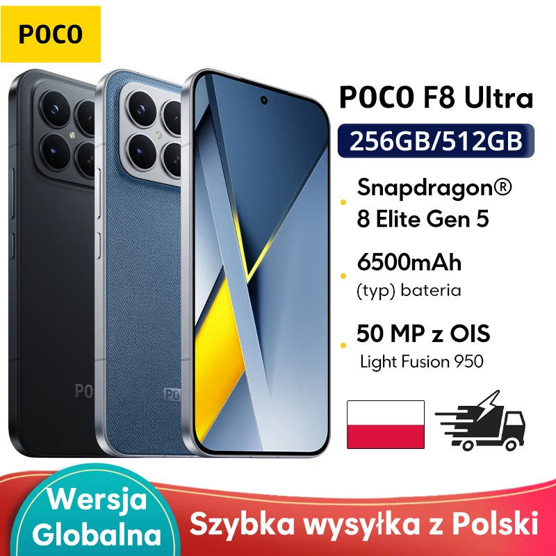 Smartphone POCO F8 Ultra (Versão Global) – Processador Snapdragon 8 Elite Gen 5, bateria de 6500 mAh, tela de 6,9 polegadas, câmera de 50 MP e NFC.tecno